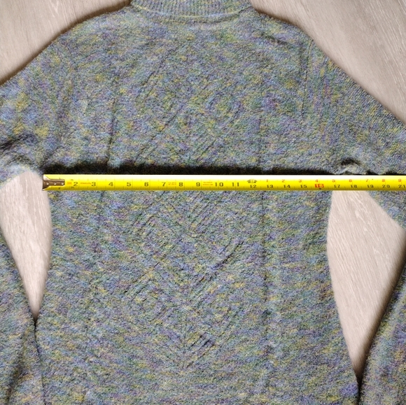 ICON Ombre Blue Green Purple Teal Knit Cable Turtleneck Medium - Picture 8 of 13